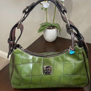 Dooney & Bourke Green Denison Hobo Shoulder Bag in Croc-Embossed Leather